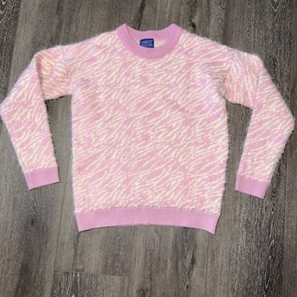 Simply Styled Women's Colorblock Pullover Sweater Zebra Pink White Size M Medium - Picture 1 of 5